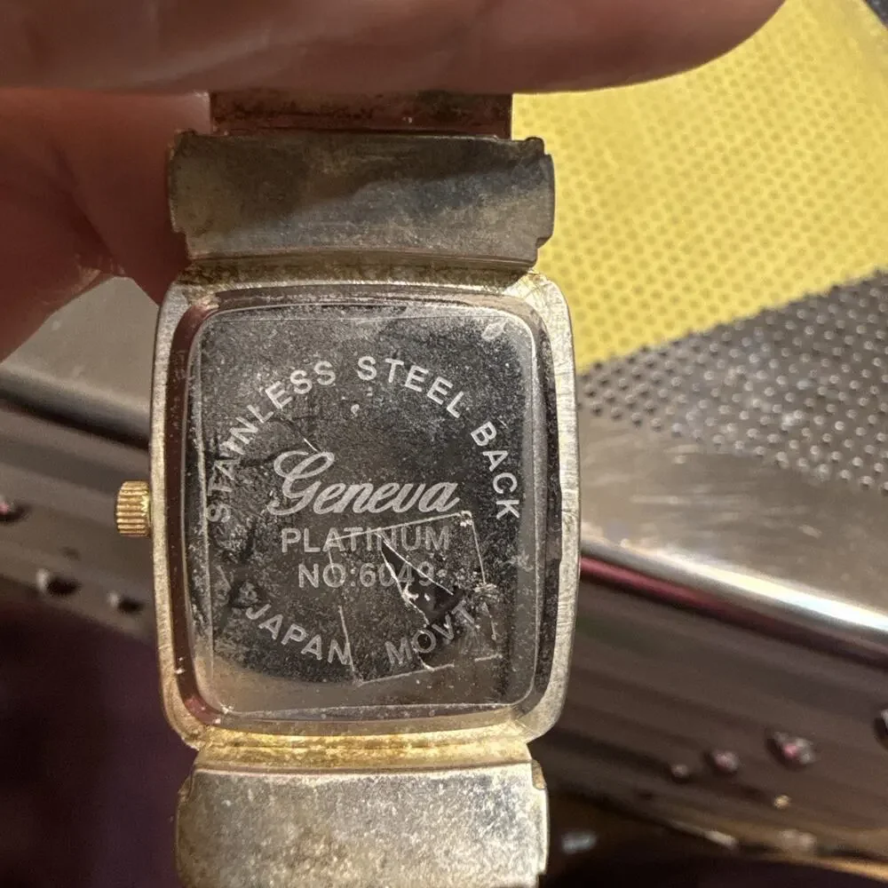 Geneva Platinum No:6049 Cuff Bracelet Quartz Women's Watch. New Battery